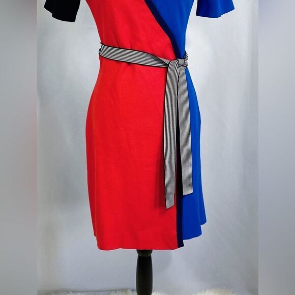 DIANE VON FURSTENBERG Colorblock Wrap Dress size M - Picture 7 of 13
